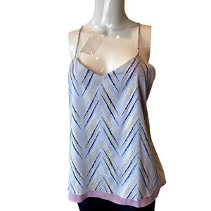 Candies Womens Cami Tank Top Chevron Lavender Reversible Gray Blue Size Large